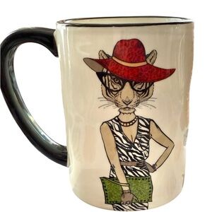 Signature Housewares Hipster Animal Mug, Tiger Fashionista, 17.5 oz